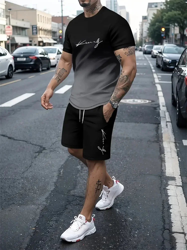 Ensemble Été Homme T-shirt & Short – Design Graphique 3D & Séchage Rapide – Confort & Style Casual