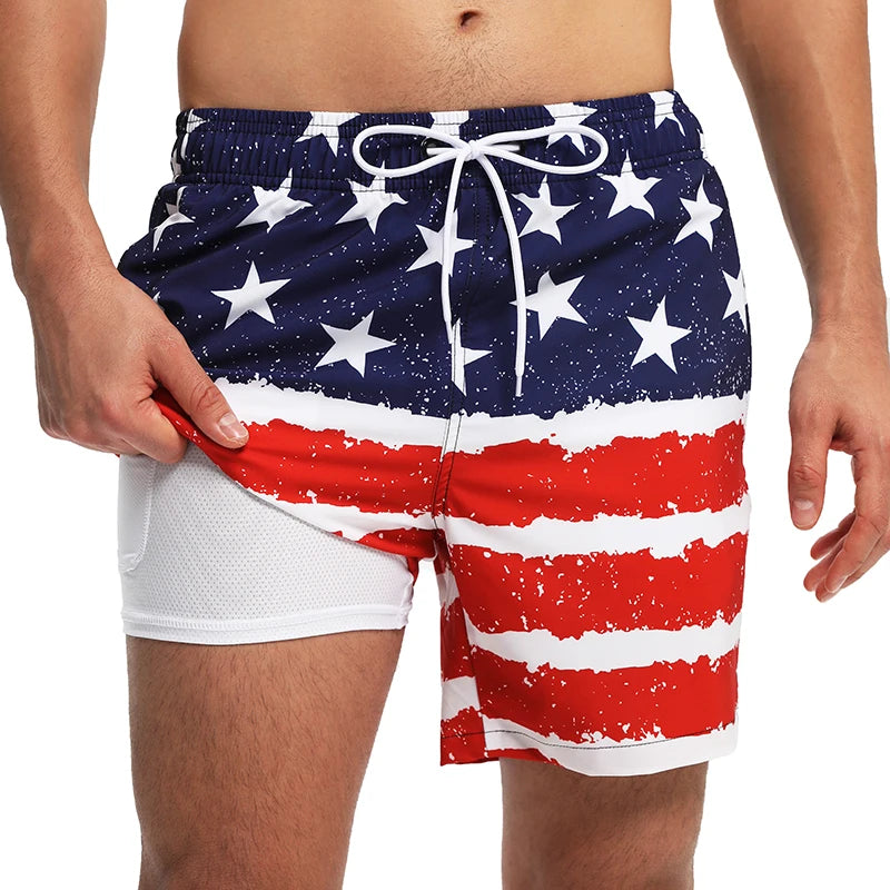 Short de Bain 2-en-1 ESCATCH – Doublure Compression, Séchage Rapide & Poche Zippée