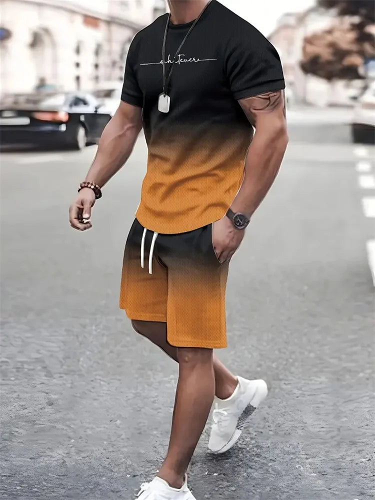 Ensemble Été Homme T-shirt & Short – Design Graphique 3D & Séchage Rapide – Confort & Style Casual
