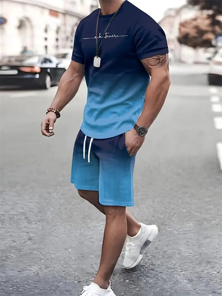 Ensemble Été Homme T-shirt & Short – Design Graphique 3D & Séchage Rapide – Confort & Style Casual