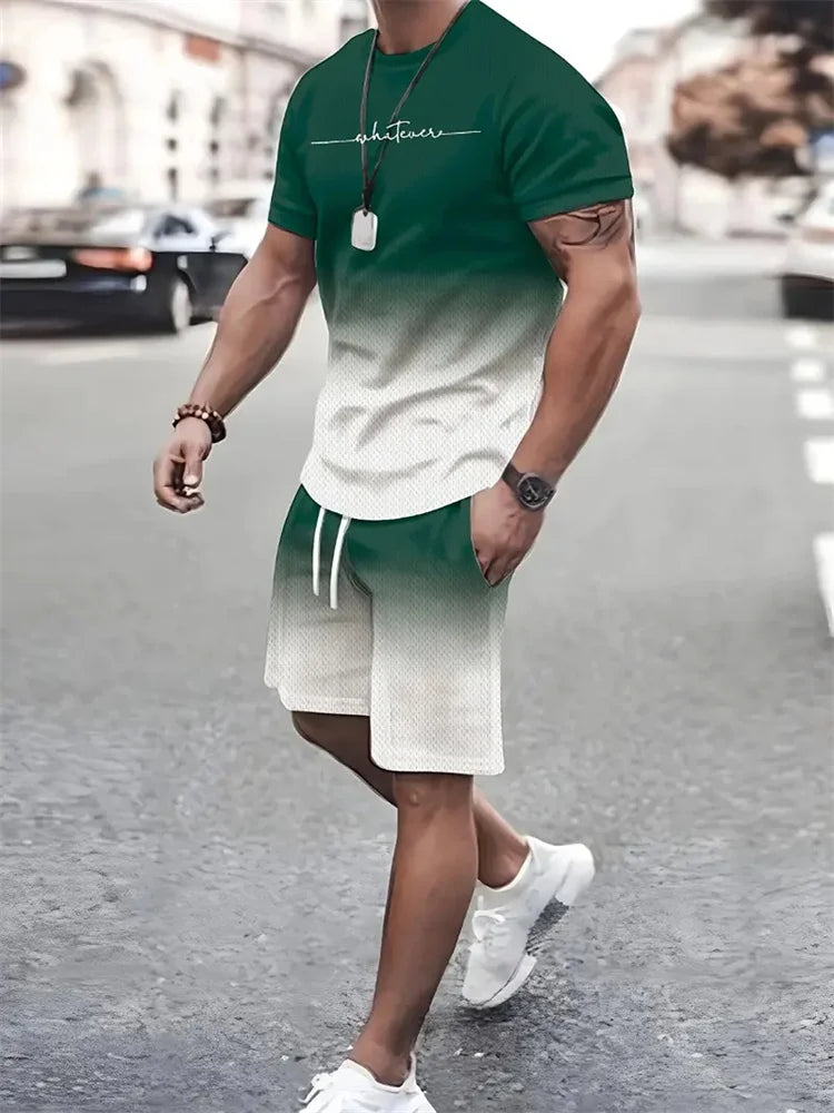 Ensemble Été Homme T-shirt & Short – Design Graphique 3D & Séchage Rapide – Confort & Style Casual