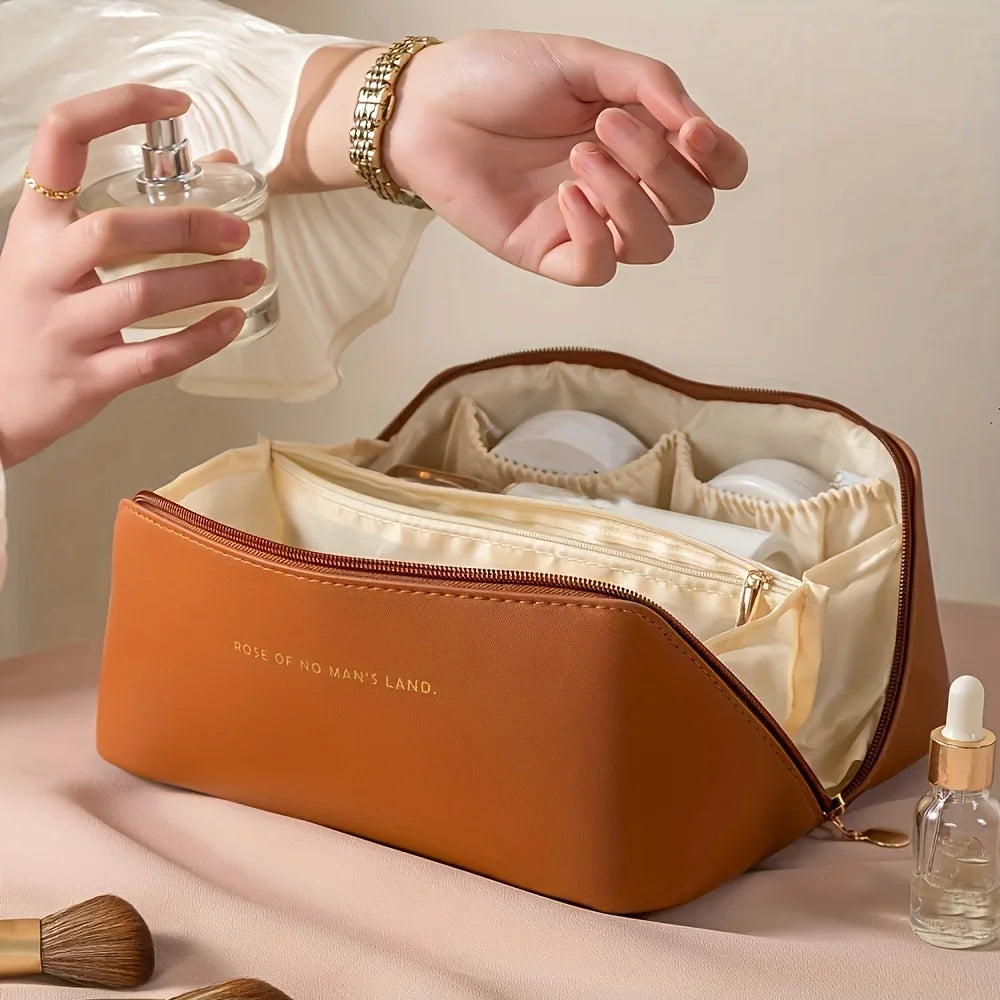 Pochette de maquillage en cuir étanche