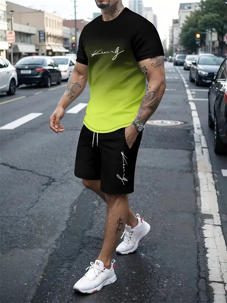 Ensemble Été Homme T-shirt & Short – Design Graphique 3D & Séchage Rapide – Confort & Style Casual