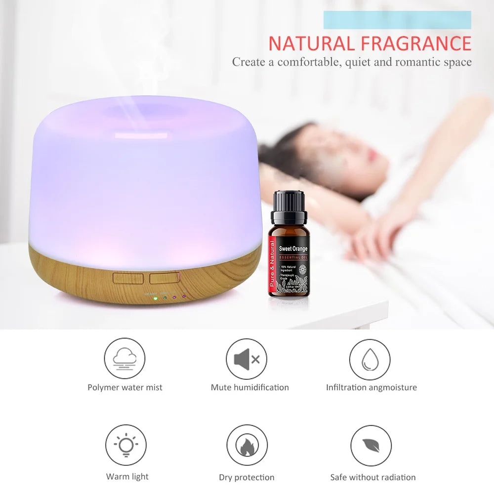 Diffuseur Zen 500ml – Humidificateur LED 7 Couleurs & Huiles Essentielles