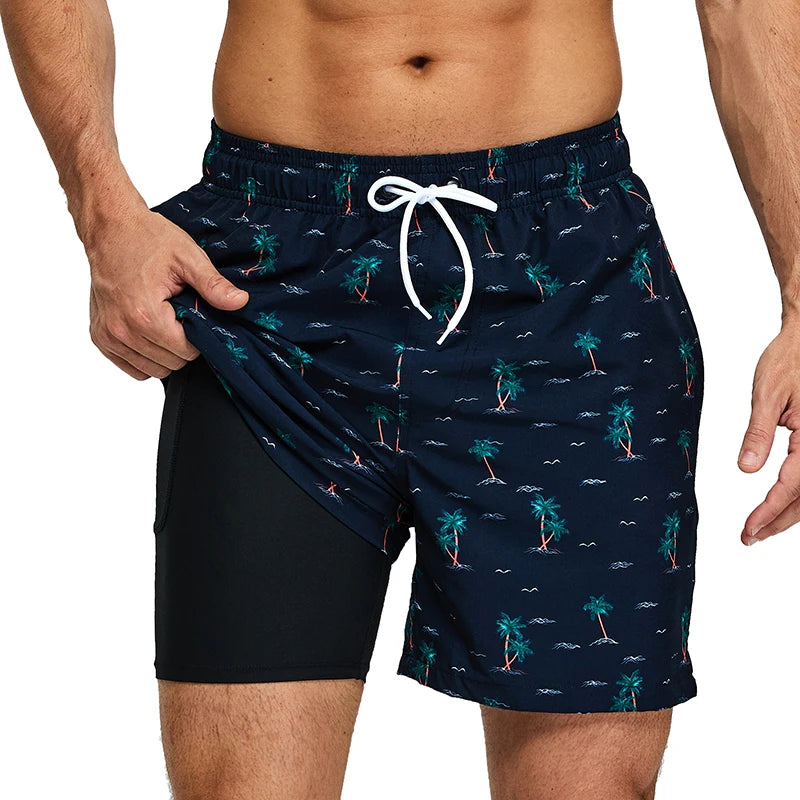 Short de Bain 2-en-1 ESCATCH – Doublure Compression, Séchage Rapide & Poche Zippée