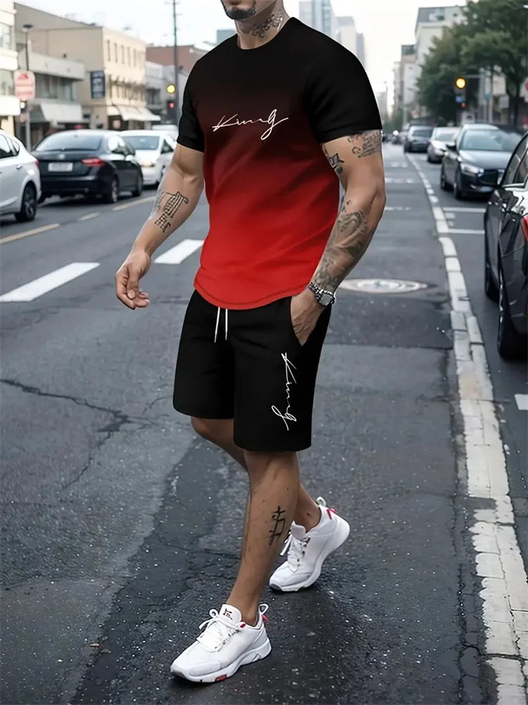 Ensemble Été Homme T-shirt & Short – Design Graphique 3D & Séchage Rapide – Confort & Style Casual