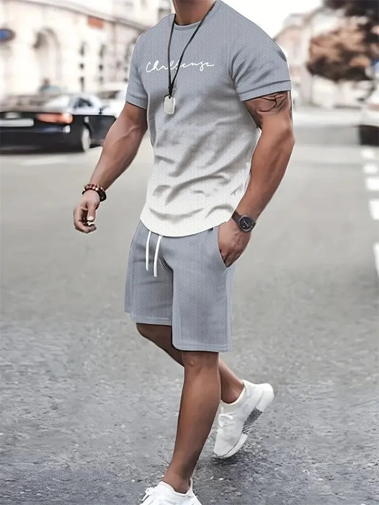 Ensemble Été Homme T-shirt & Short – Design Graphique 3D & Séchage Rapide – Confort & Style Casual