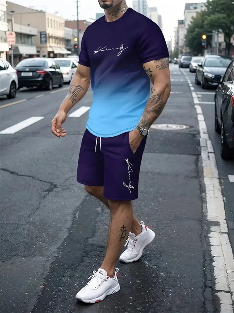 Ensemble Été Homme T-shirt & Short – Design Graphique 3D & Séchage Rapide – Confort & Style Casual