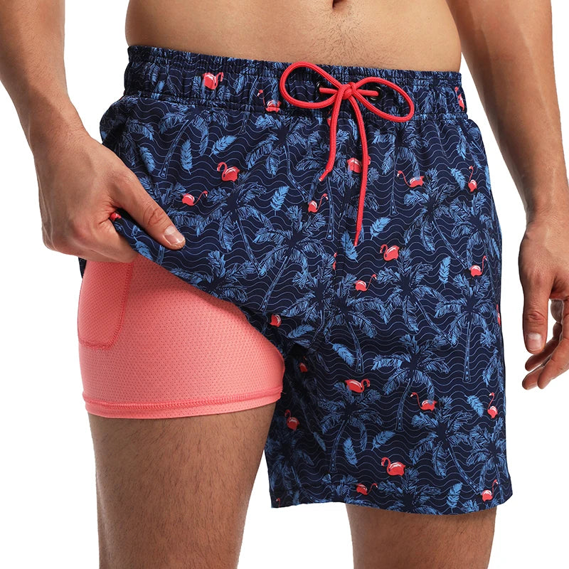 Short de Bain 2-en-1 ESCATCH – Doublure Compression, Séchage Rapide & Poche Zippée