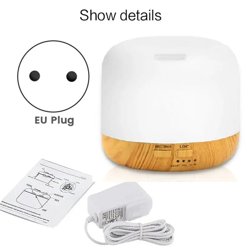 Diffuseur Zen 500ml – Humidificateur LED 7 Couleurs & Huiles Essentielles