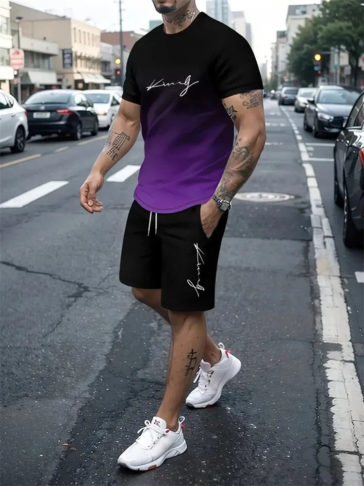 Ensemble Été Homme T-shirt & Short – Design Graphique 3D & Séchage Rapide – Confort & Style Casual