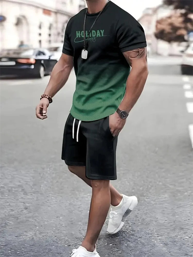 Ensemble Été Homme T-shirt & Short – Design Graphique 3D & Séchage Rapide – Confort & Style Casual