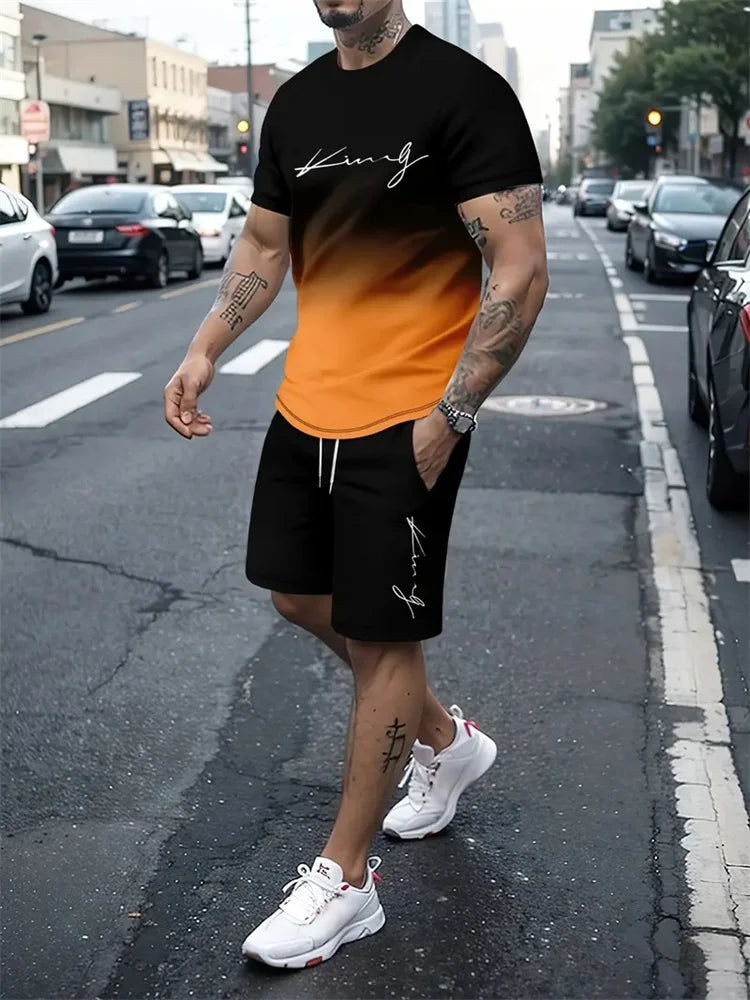 Ensemble Été Homme T-shirt & Short – Design Graphique 3D & Séchage Rapide – Confort & Style Casual