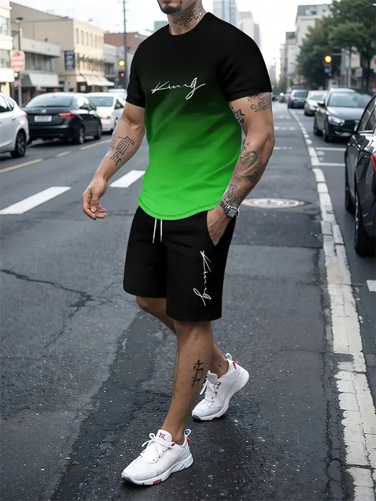 Ensemble Été Homme T-shirt & Short – Design Graphique 3D & Séchage Rapide – Confort & Style Casual