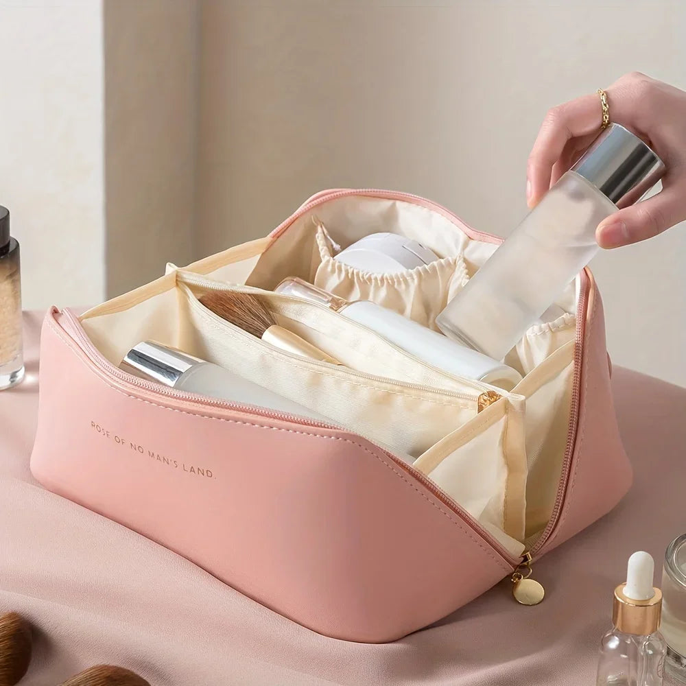 Pochette de maquillage en cuir étanche