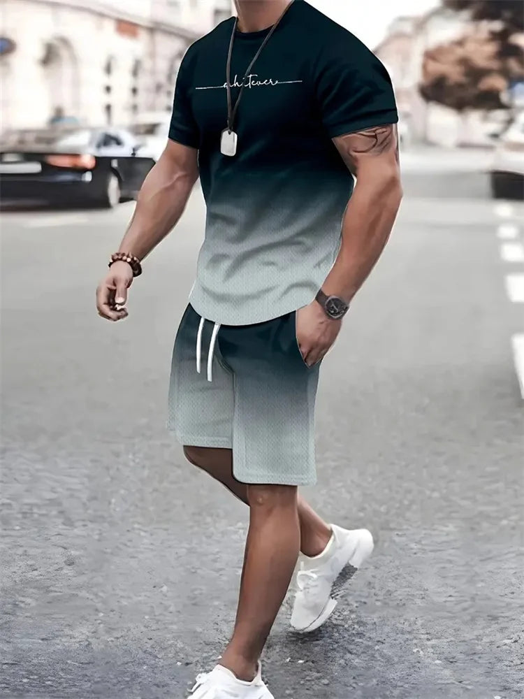 Ensemble Été Homme T-shirt & Short – Design Graphique 3D & Séchage Rapide – Confort & Style Casual